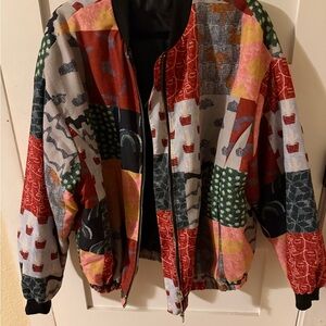 Colorful Patchwork Bomber Jacket - Multicolor